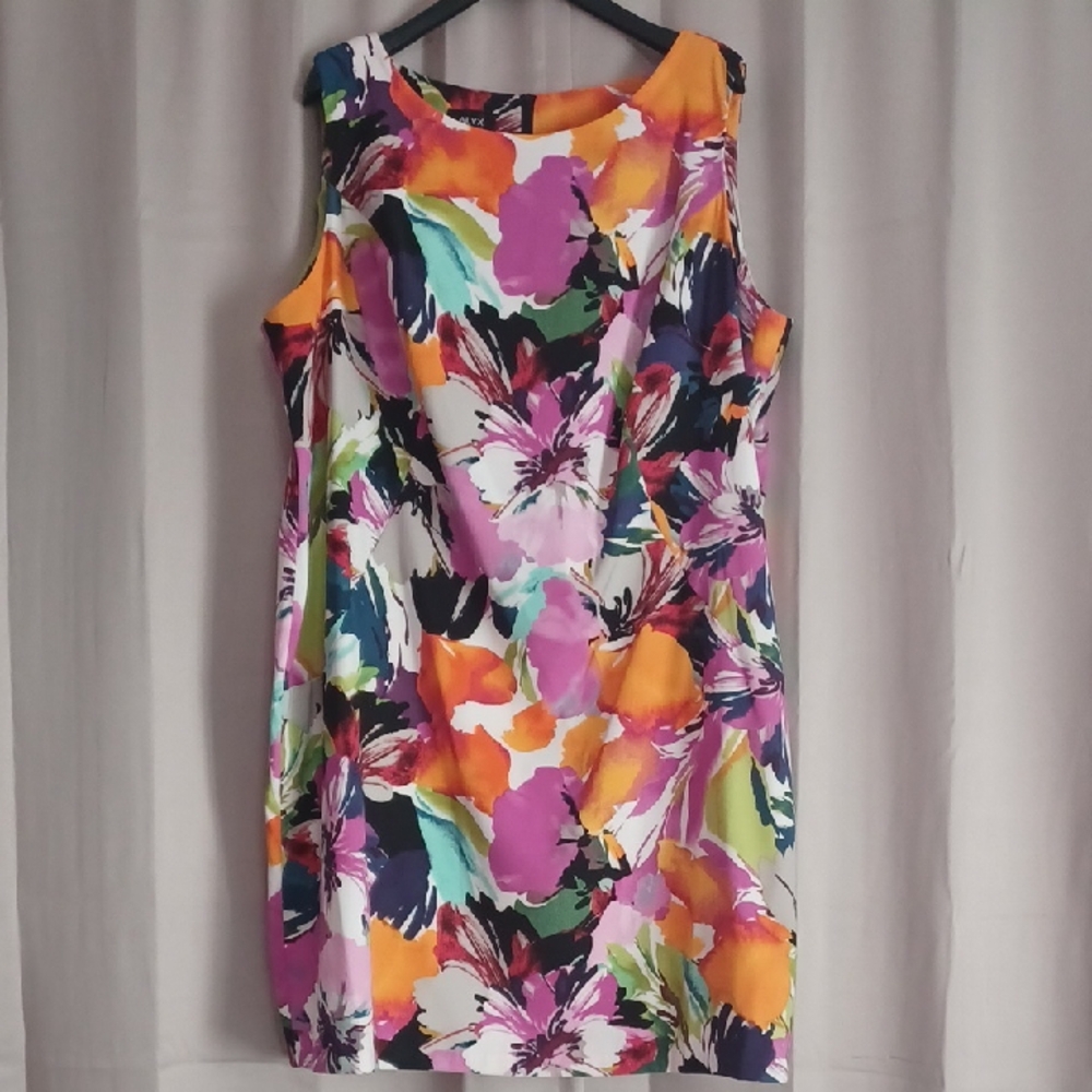 Alyx Multicolor Floral Sheath Dress, Sleeveless, Plus Size, Like New